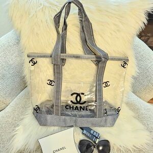 Transparent Tote with Black and Gray Accents